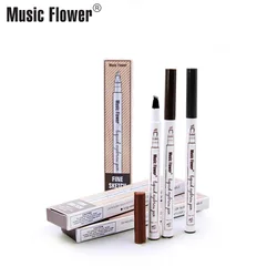 Music Flower 4 colors microblading eyebrow tattoo pen Tint Natural Long Lasting Waterproof Brown Fork tip Eyebrow Pencil