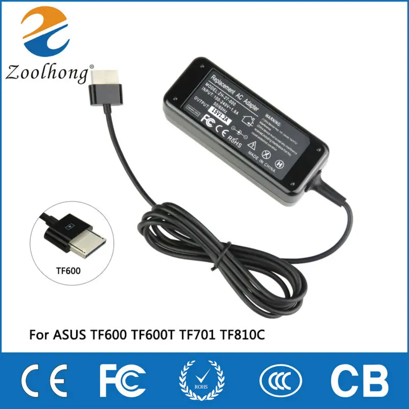 Zoolhong Factory Direct 15V 1.2A 18W High Quality Tablet Power Adapter Charger For Asus VivoTab TF600 TF600T TF710T TF810C