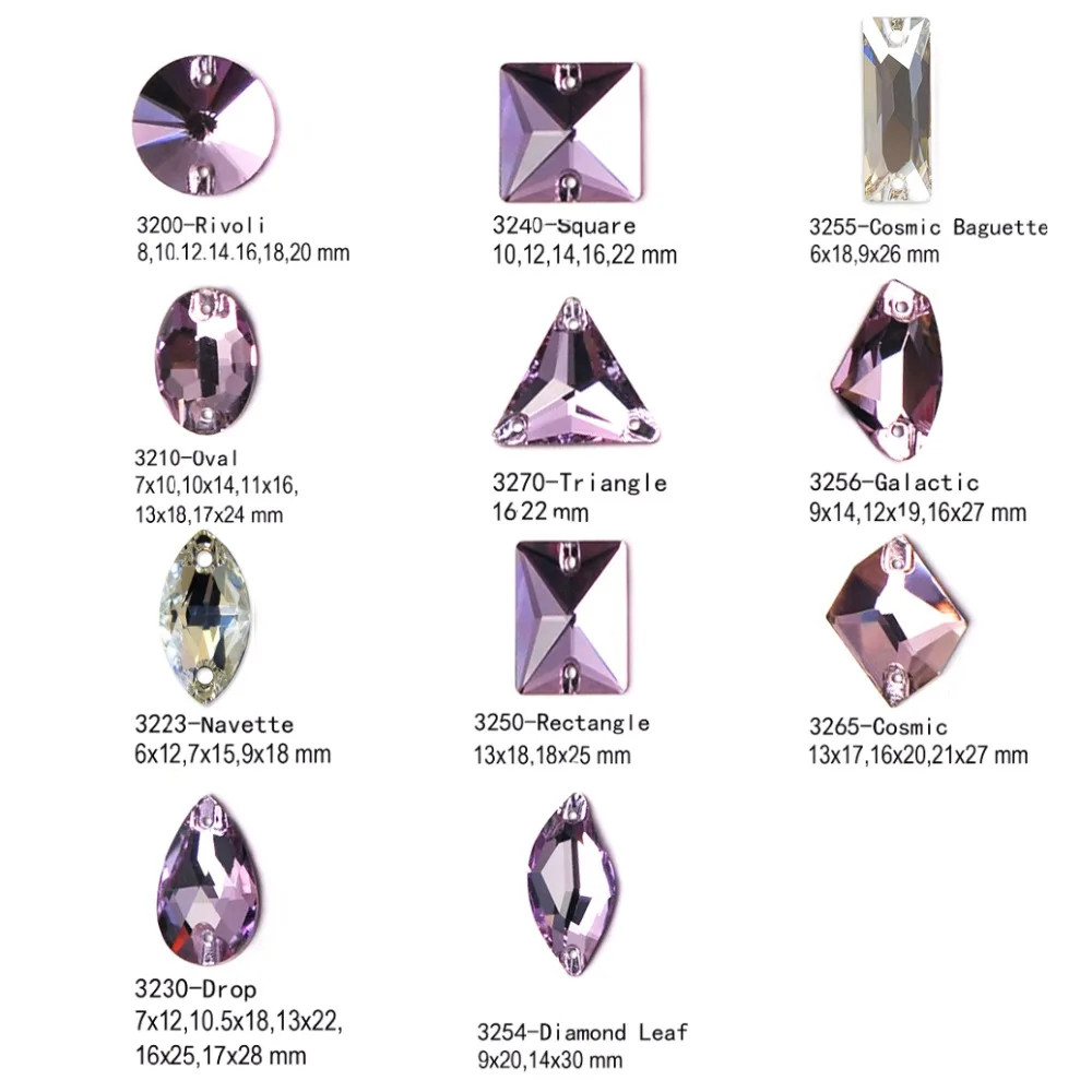 K9 VIOLET Crystal Sew On Rhinestones Glass Crystal Mirror Strass Rhinestone Wedding Dress Garment Clothes Decoration