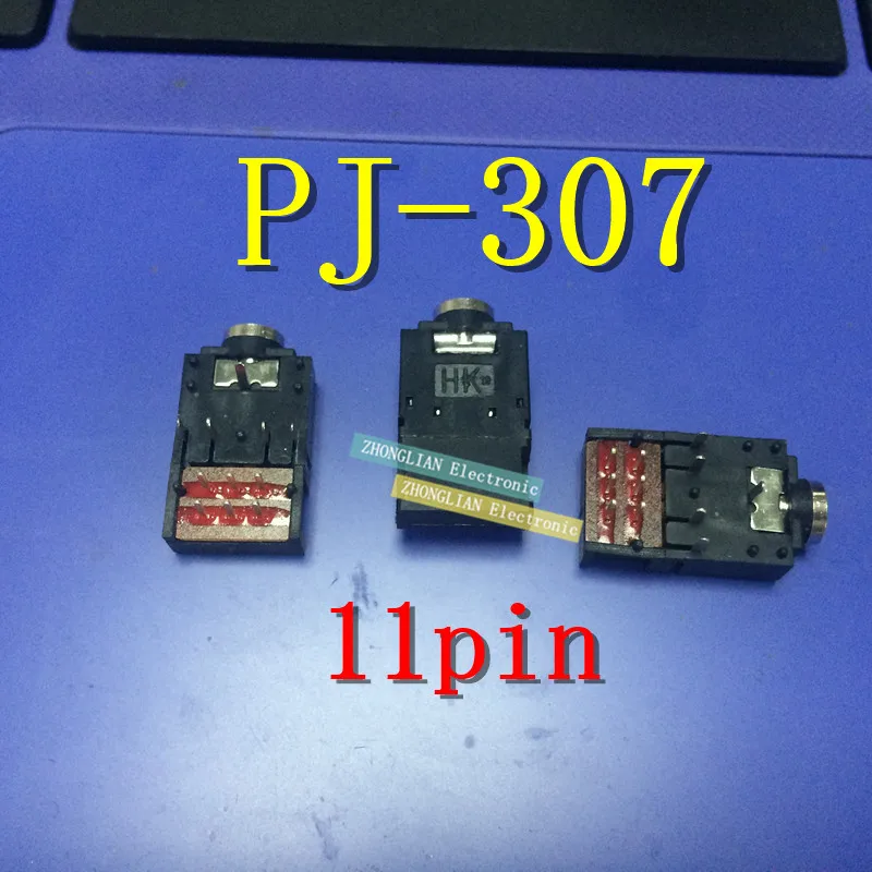 

500PCS/Lot PJ-307 3.5MM Stereo Audio Socket/Jack Female Connector with switch 11P 11Pin Dual Track