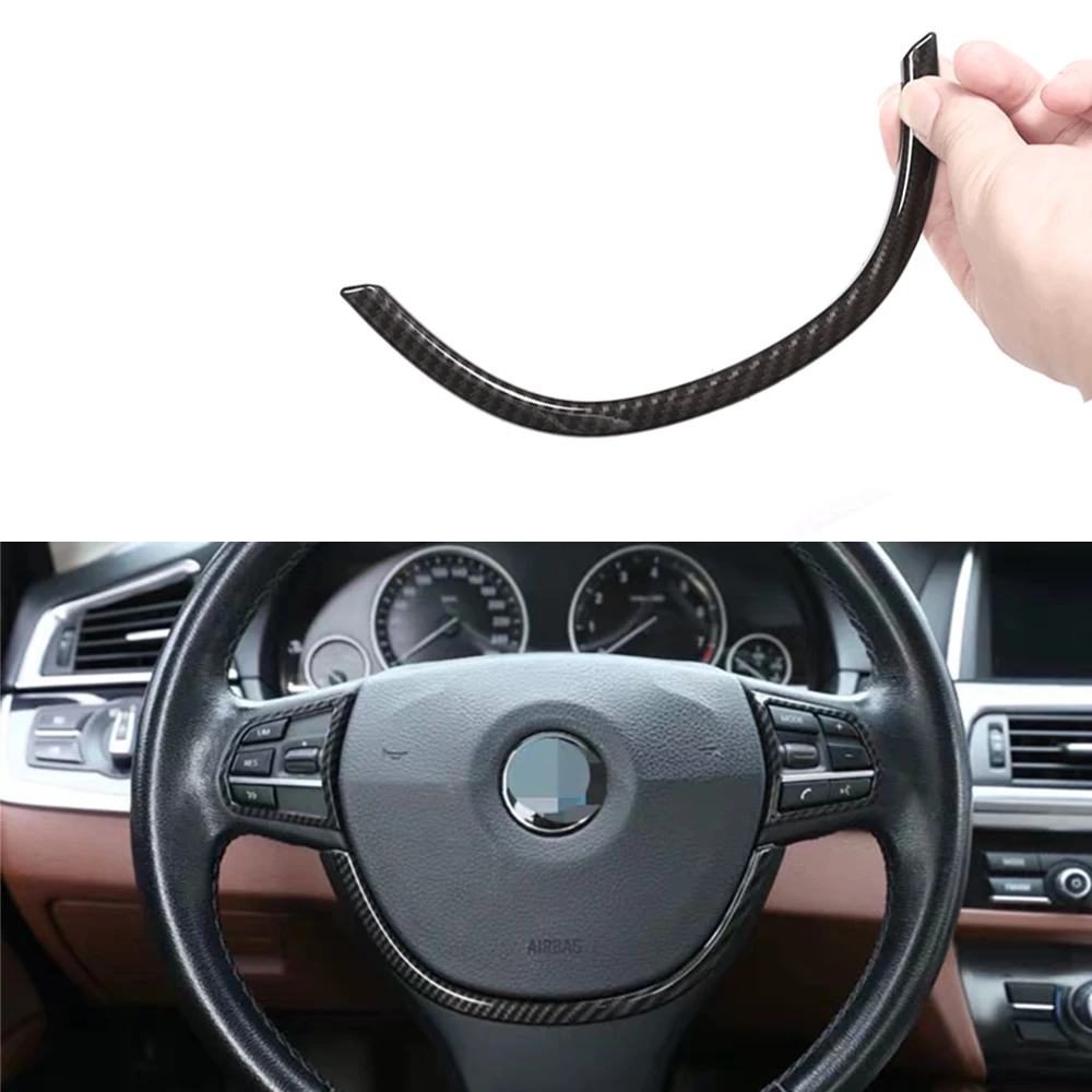 JEAZEA New Carbon Fiber ABS Steering Wheel Cover Trim U-shape For BMW 5 Series F07 F10 520i 528i 535i 535GT 2011 2012 2013 2014