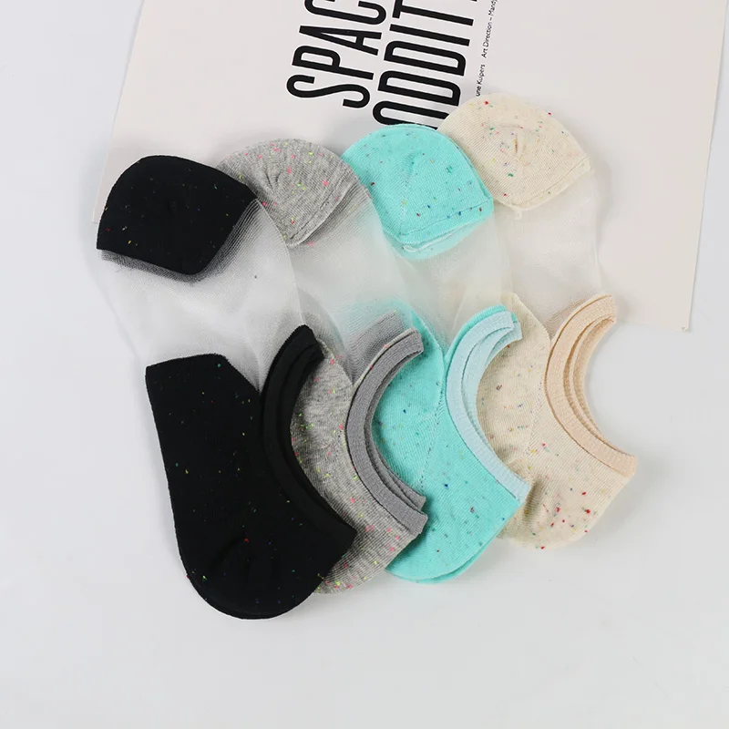 DONG AI casual fashion anti-off and glass silk women's socks color matching with point yarn