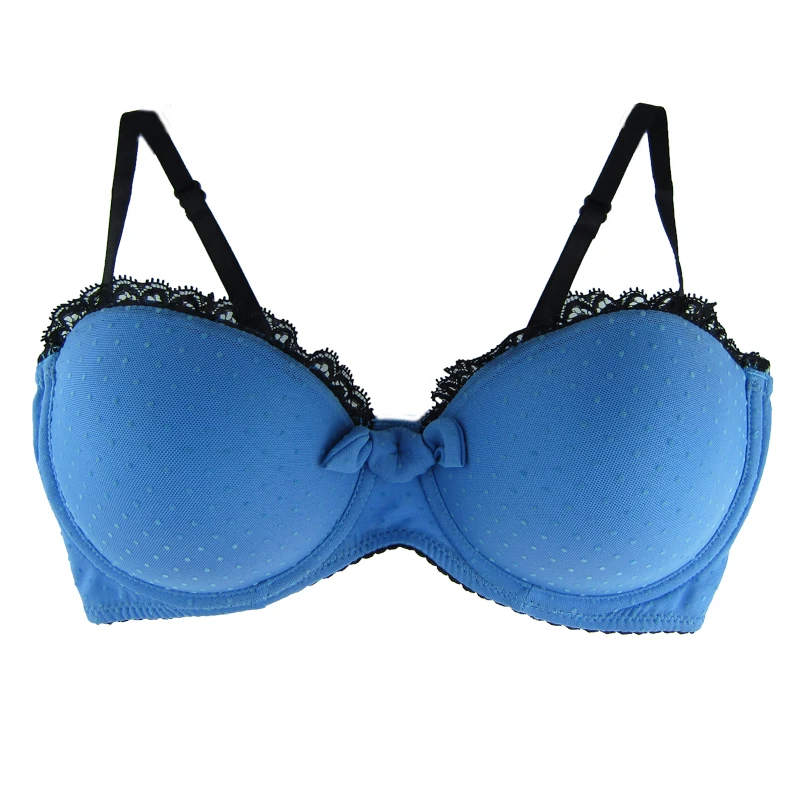 

Women Bra Blue Color Push Up Girl Bra Can Convertible Stranps Hung On The Neck Printing Wave Point A/B/C/D Cup NO.604-132