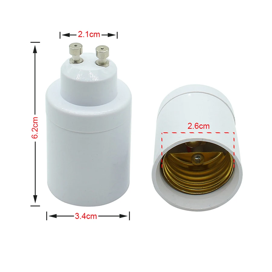 Adaptador de Base de bombilla GU10 a E27, conector bi-pin a Edison, convertidor de enchufe de luz de tornillo resistente al calor hasta 200 ℃, sin