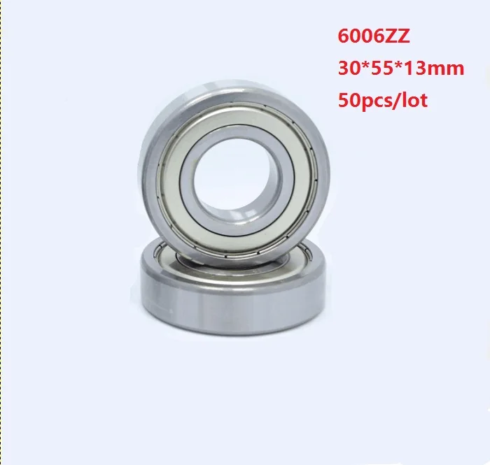 50pcs/lot 30x55x13mm 6006ZZ 6006Z 6006 Z ZZ Bearing 30*55*13mm Double metal cover Deep Groove Ball bearing