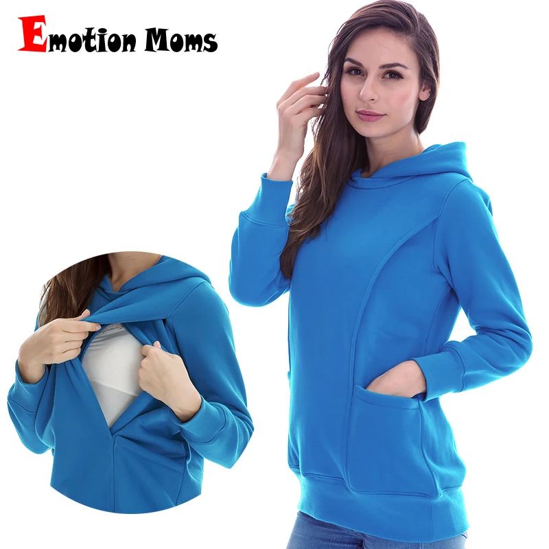 Maternity Hoodied Sweater Winter Thermal Fabric Long Sleeve Breastfeeding Jumpers Nursing Wear Lactation Clothes