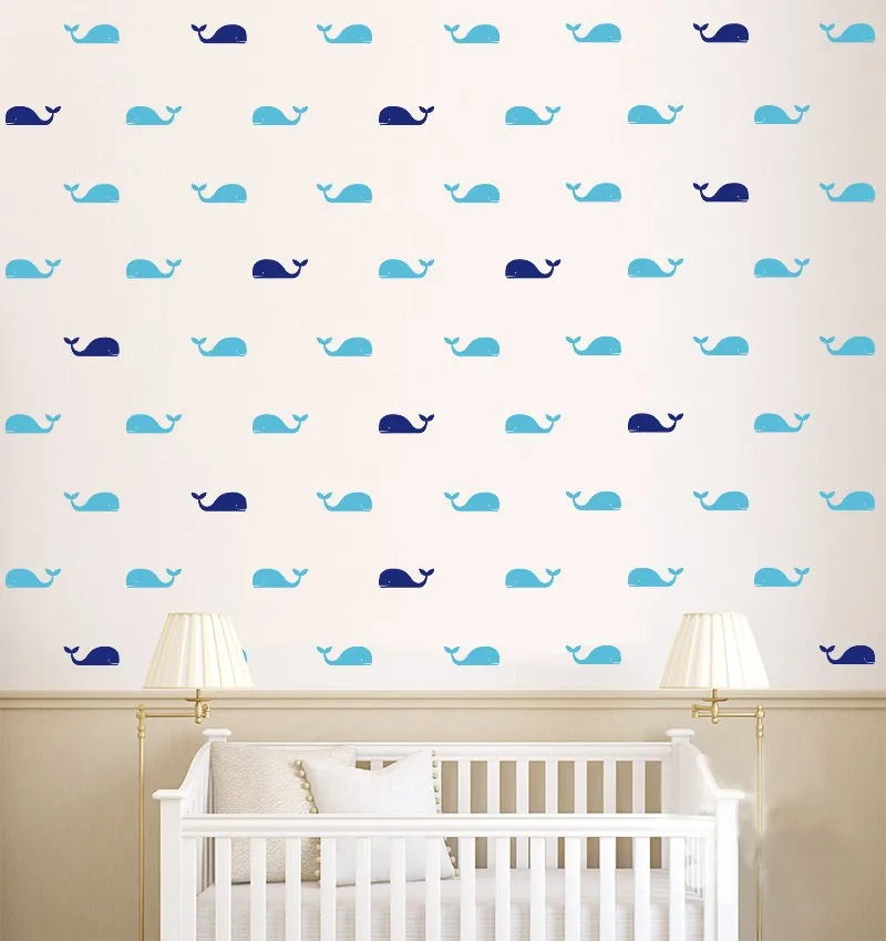 60pcs/set Whale Wall Decal Fish Whales Wall Sticker DIY Baby Room Home Decoration Wall Art Wall Stickers for Kids Rooms D728