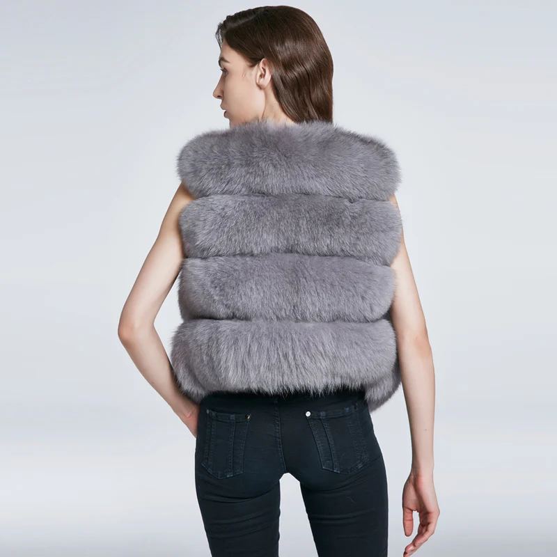 JKP Real Fox Fur Vest Winter Female Natural Fur Jacket High Quality Fashion Warm V-Neck Sleeveless Coat 2022 New Women Clothes