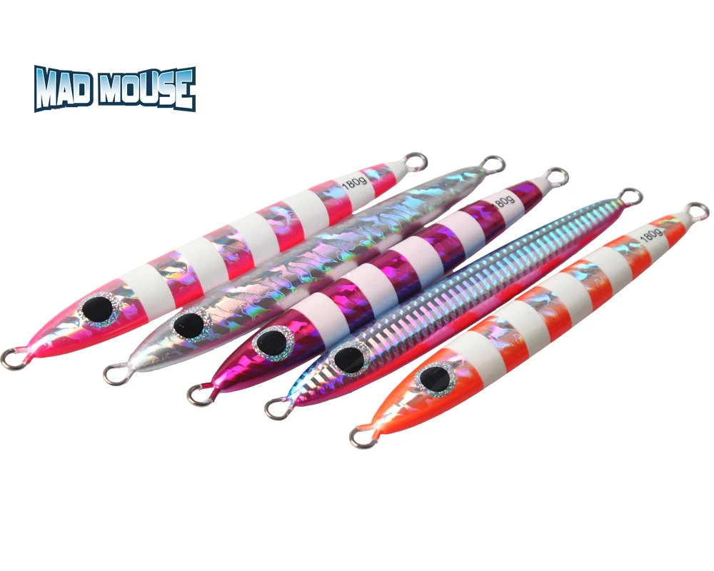 Free Shipping!MADMOUSE 2017 New Arrival Strip Jigging Lure 130g 180g  Luminous Lead Fishing Lures Fast Sinking Deepsea lures