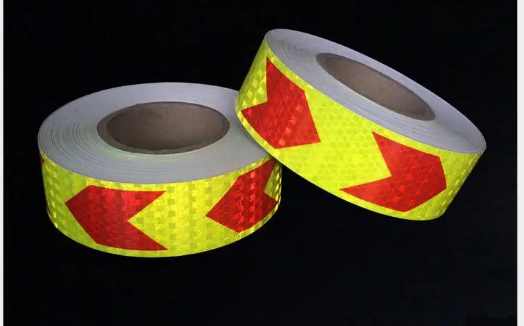 5cm x 3m selbst klebender fluor zieren der gelb roter Pfeil reflektieren der Klebeband-Warn aufkleber – Detail 8