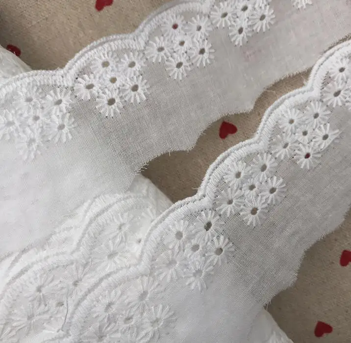 5 Meters 4.5cm Width Pure White Cotton Cloth Lace Fabric Embroidered Lace Accessories