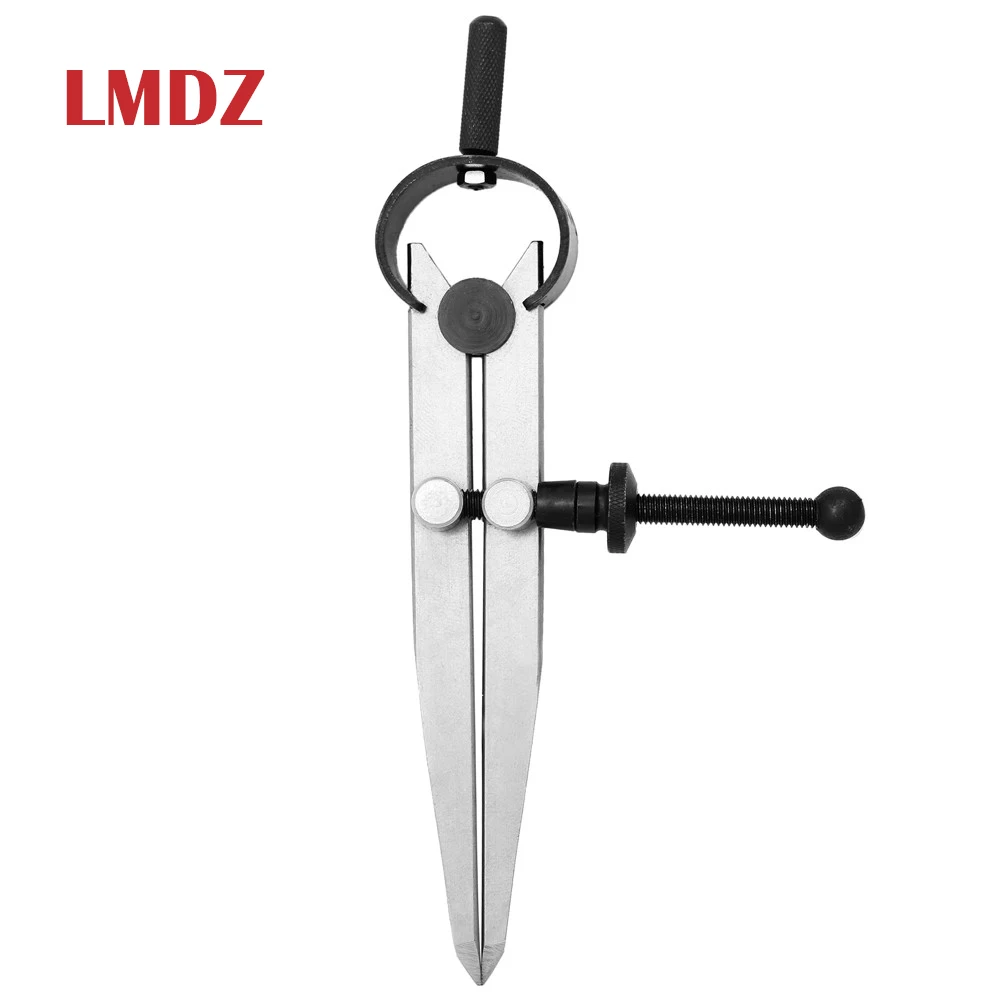 LMDZ Adjustable Lockable Steel Divider Wing Leather Compass Spacing Gauge Drawing Wire Edge Holder 100mm Measuring CarpenterTool