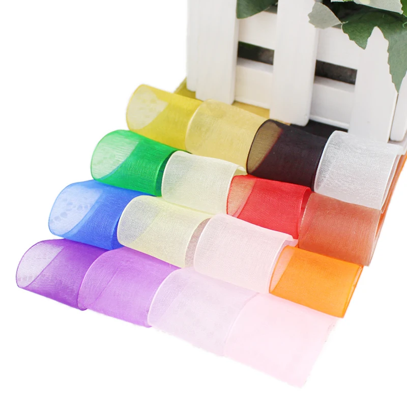 (50 yards/roll) Organza Ribbon gift wrapping decoration Christmas ribbons (12/15/20/25/40/50mm)