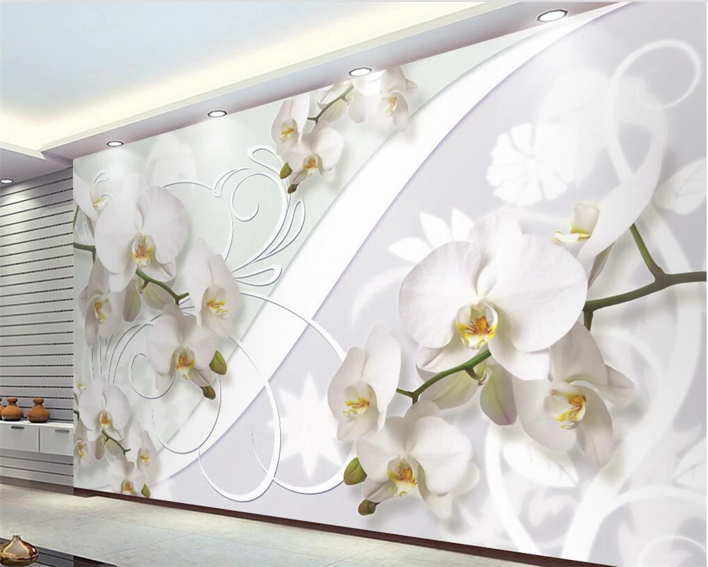 Custom wallpaper butterfly orchid TV wall 3D wallpaper home decoration self-adhesive multiple optional substrates mural photos