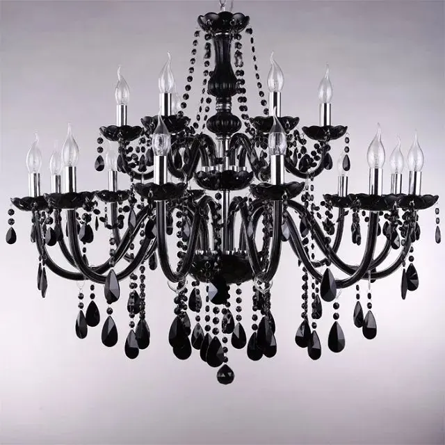 18/15/10/8/6 Arms Luxury Black Crystal Chandelier Lighting Candle Lamp Brief Fashion Living Room Bedroom Fixture