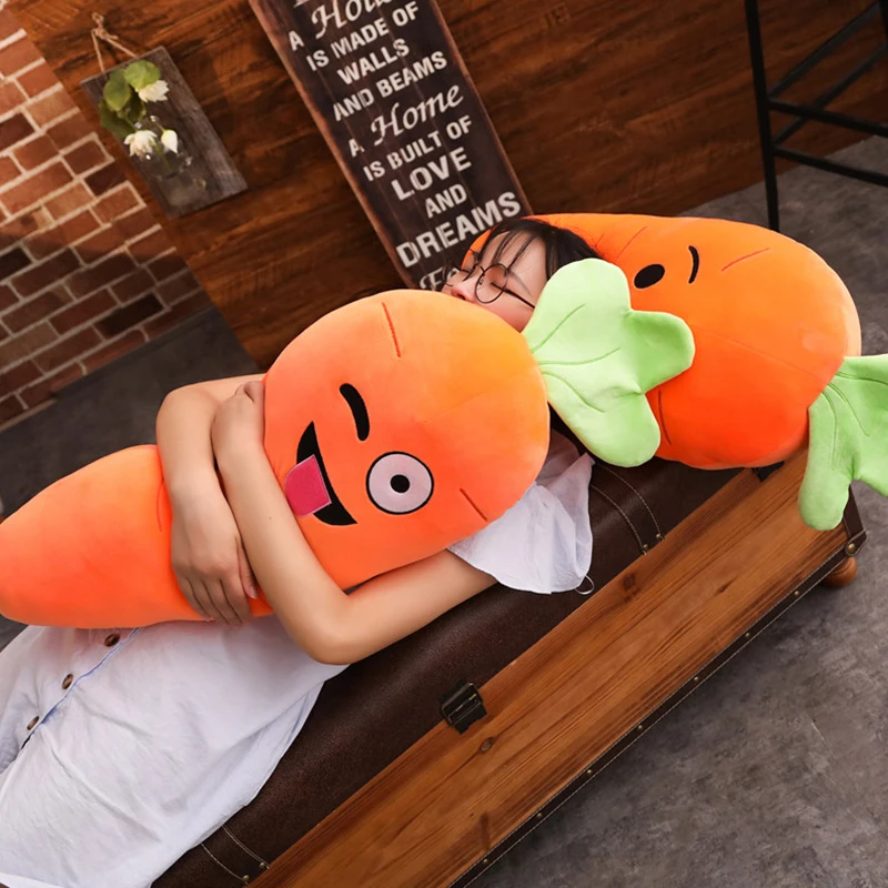 45/50/65/90cm dessin animé sourire carotte en peluche jouet mignon Simulation légumes carotte oreiller poupées en peluche peluches jouets pour enfants cadeau