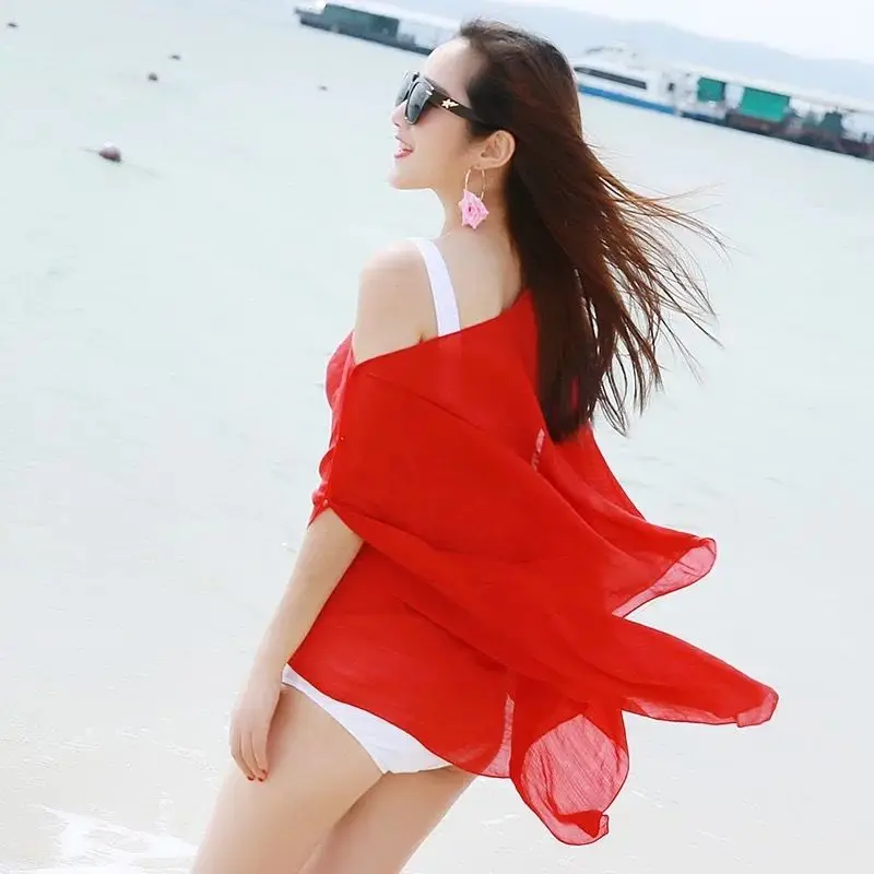 Women Chiffon Cover-Ups Beach Wear Wrap Beach Swimwear Cover Up Bikini Scarf