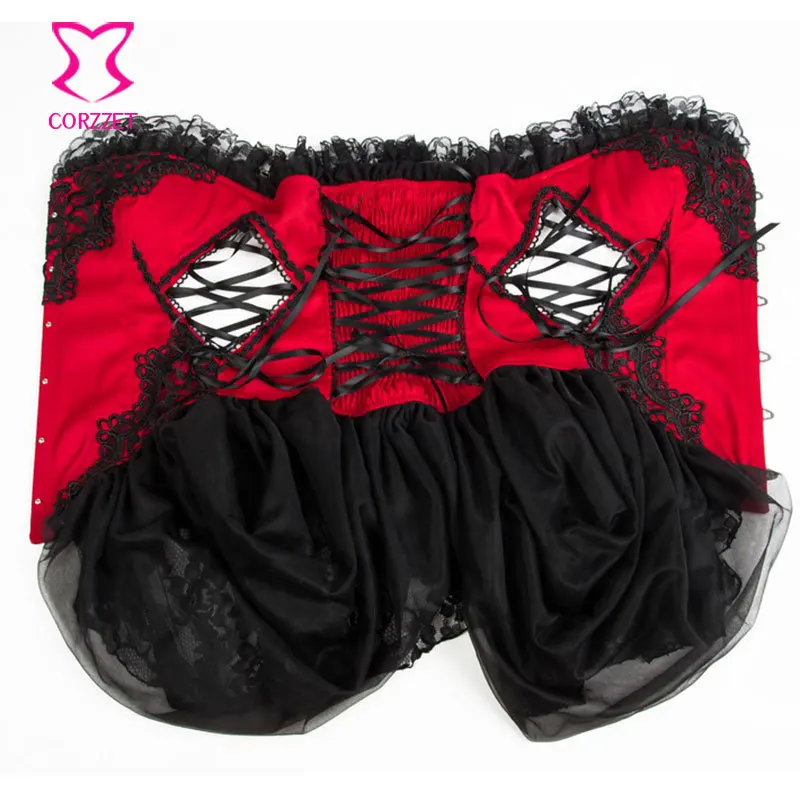 Red & Black Victorian Lace Skirted Corset Steampunk Gothic Clothing Women Sexy Corsets and Bustiers Overbust Corselet Lolita