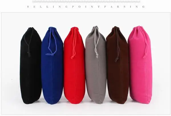10pcs/Lot 8x17, 10x20, 10x25, 10x30cm Long Size Drawstring Velvet Pouch Bag Gift Parfum Packaging Bags Can Customize Logo