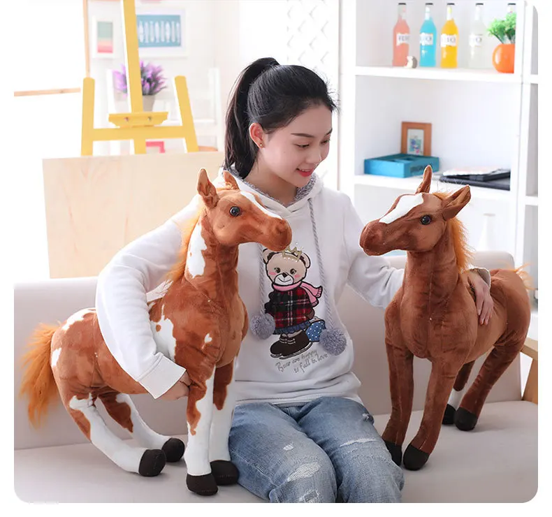 simulation standing horse plush toy large 60cm soft doll surprised birthday gift w1892
