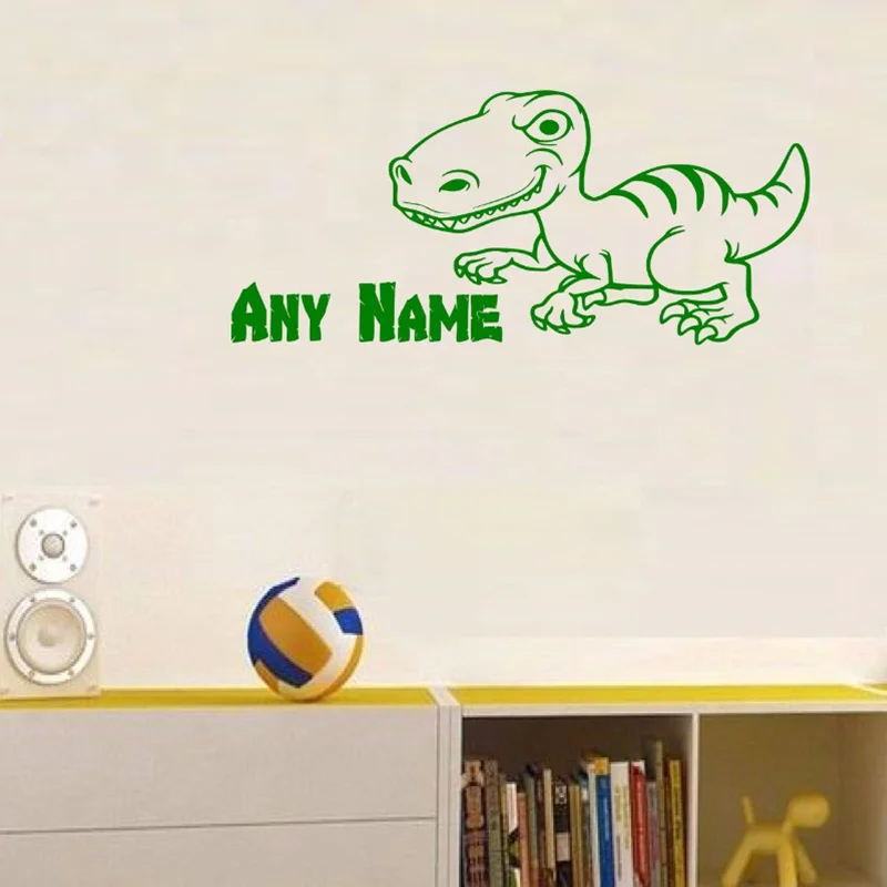 Personalised Dinosaur Vinyl wall sticker Any Name Bedroom Kids Art Decal Gift 60cmx120cm