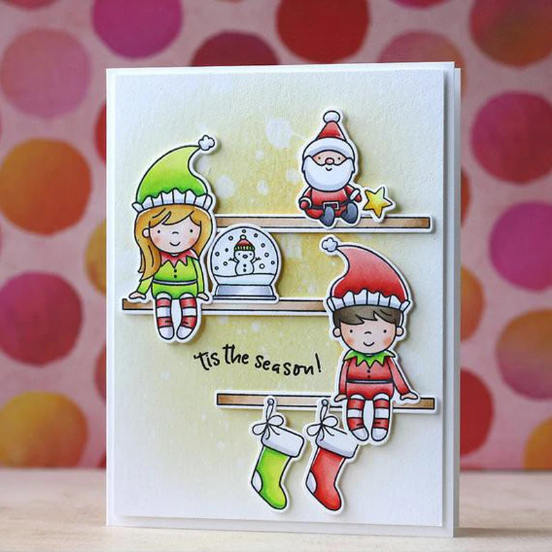 Dec 25 Christmas Elfs Gifts Transparent Stamp Clear Stamps for DIY Scrapbooking Paper Cards Decorative Crafts Supplies 4x6 inch