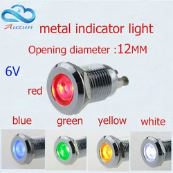 10 PCS LED metal lamp 12 mm metal light warning vehicle lamp voltage 6 v red green yellow blue and white