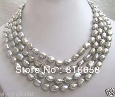 Jewellery hot! 80'' 8-9MM south sea baroque gray pearl necklace