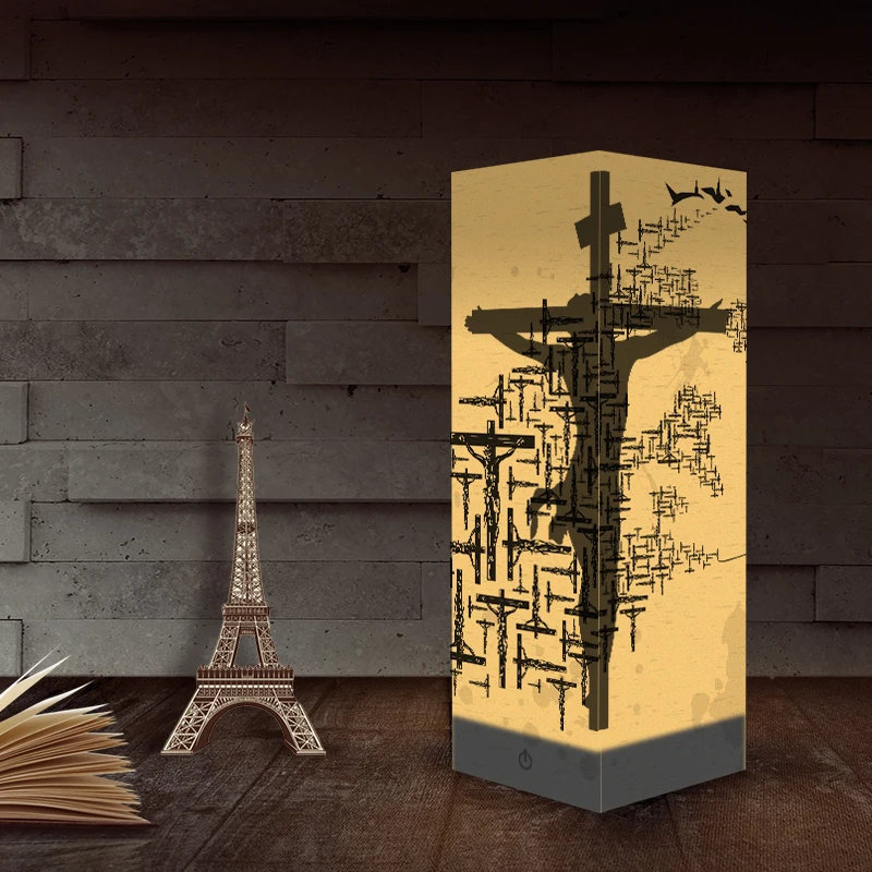 

USB Novelty LED Night Light jesu cross christiana 3D Paper lantern Luminaria Gifts For christian religious catholicism orthodox