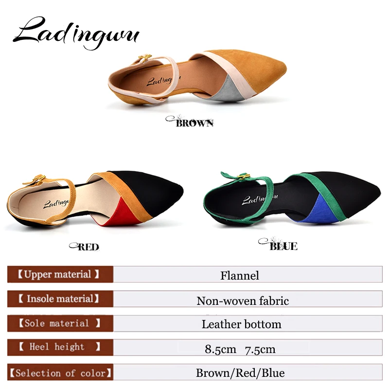 Ladingwu Wholesale Dance Shoes Women Latin Flannel Ballroom Dancing shoes For Women Brown Red Blue Salsa Pointe Shoes Dance