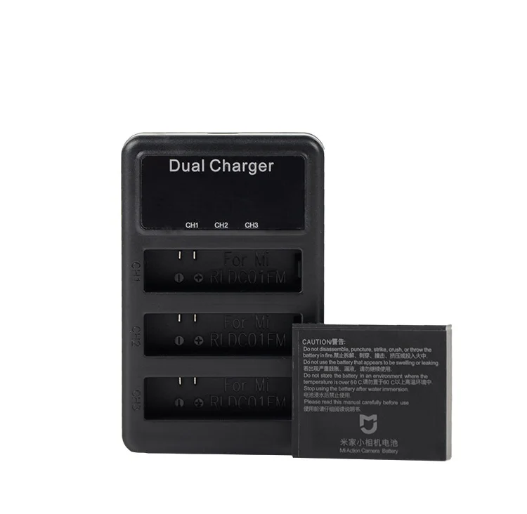 Clownfish For Xiaomi Mijia Mini 4K Action Camera Batteries Charger LED USB 3 Slots Dual Charging Case Battery Power Accessories