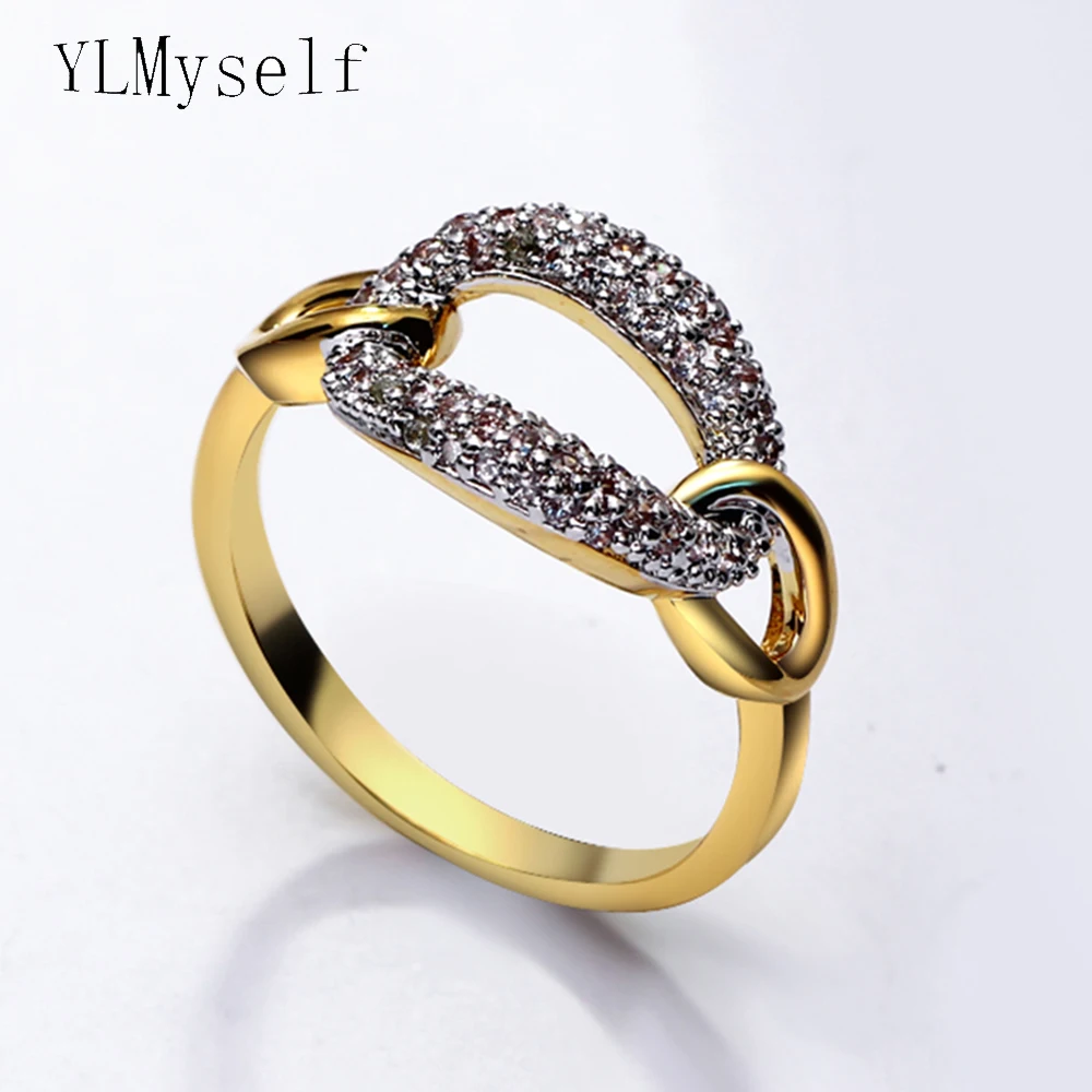 

Elegant OL Design Oval Shape Brass Metal Ring with Cubic Zircon Stones Trendy Statement Jewelry for Women New Arrival CZ Ring