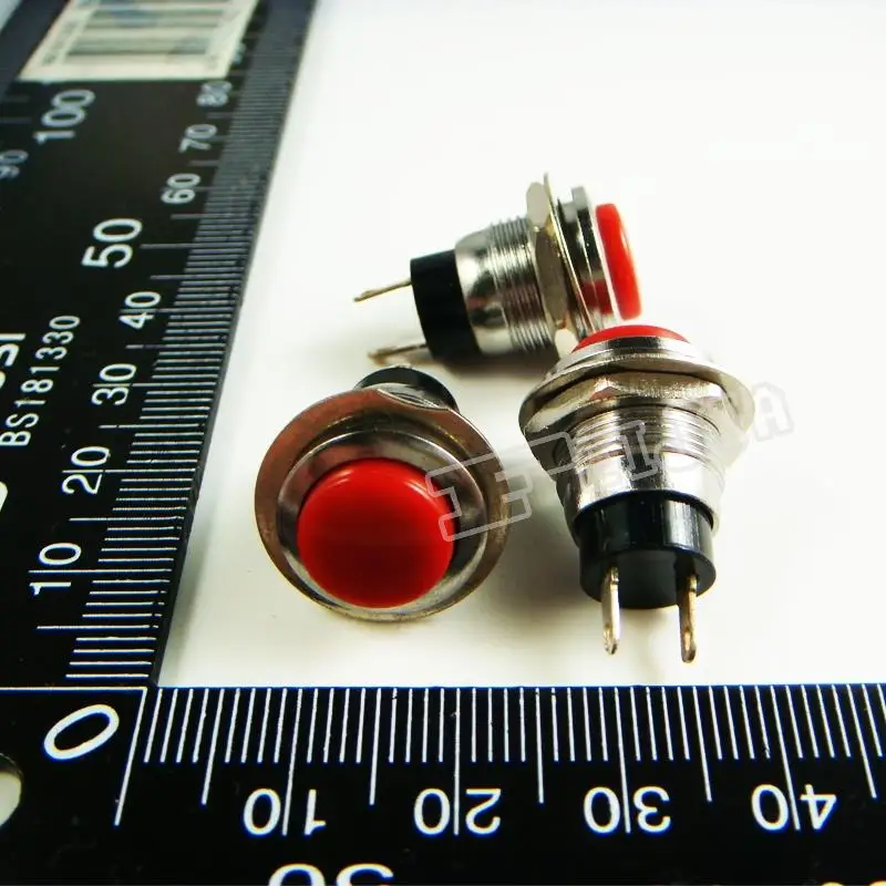 DS-318 Button color Red 1A/250VAC OFF-ON 2Pin Non Self-locking Push Button Switch (Self reset switch) 20Pcs/lot