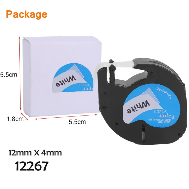 12mm 91201 Compatible Dymo LetraTag label Tapes 12267 91200 91202 91203 91204 91205 91331 91221 59422 for Dymo LT-100H printer