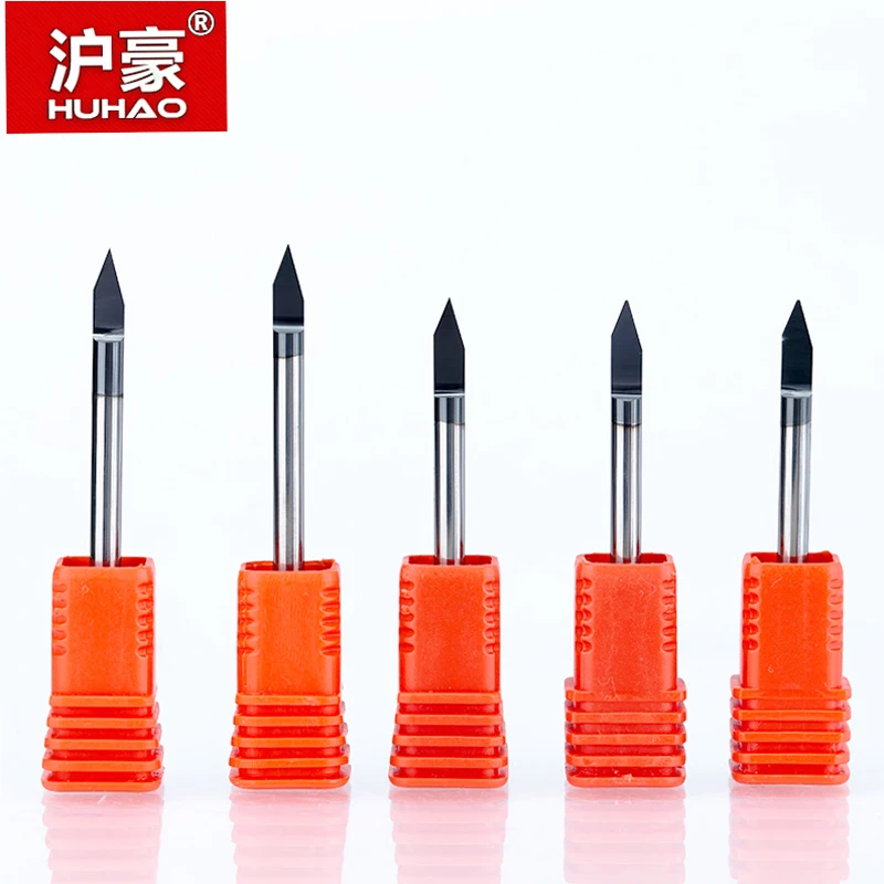 HUHAO 1pc 3.175mm Titanium Coating  Engraving Bits 3A Top quality Carving Cutter Flat Bottom CNC Router Bits For Wood Endmill