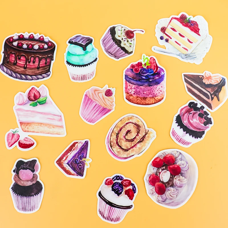 39pcs Cute Cake Foods Stickers Travel Decorative Stationery Stickers Ocean Whale Sticker Scrapbooking DIY Diary Album Lable