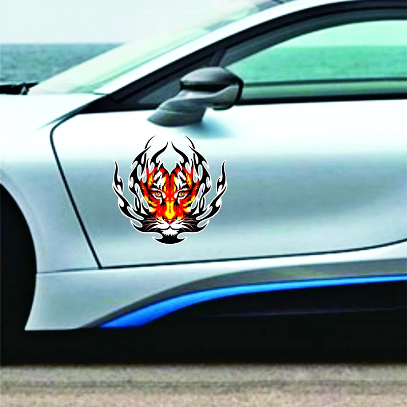 Volkrays Car Stickers Accessories Flame Tiger Head Decal Decoration for Hyundai Accent I30 I35 Santa Fe Solaris Elantra Parts