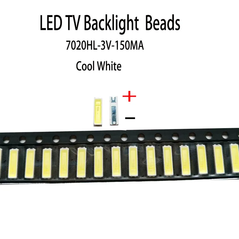 

YONGYUEKEJI 100pcs/lot new smd 7020 3v 150ma lamp beads cool white for repair led lcd tv backlight bar and strip hot