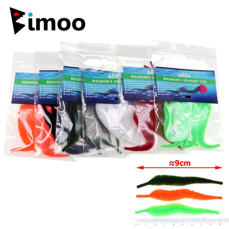 Bimoo 10PCS About 9cm Popular Mangum's Dragon Tail for Muskie Pike Bass Saltwater Fishing Lures Baitfish Streamer Flies Material