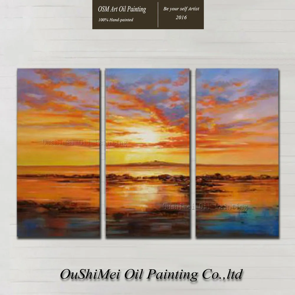 

Free Shipping High Quality Hand-painted Beautiful Sunrise Oil Painting On Canvas Modern Dusk Landscape Oil Canvas Painting