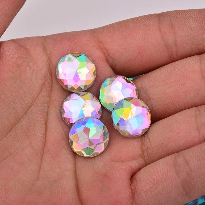 6 8 10 12 20 18 30 36 52mm Large Clear AB Rhinestone Applique Flatback Acrylic Gems Round Crystal Stones Non Sew Diamond Strass