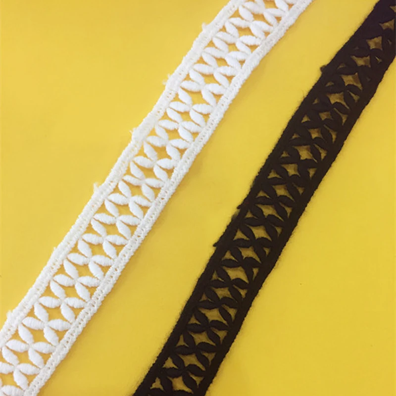 

20 yard 2cm 0.78" wide black/ivory cotton embroidery lace trim ribbon 14929L4K776