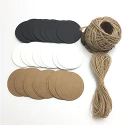 100pcs/lot White Black Brown Kraft Paper Tags Round Luggage Note Wedding Invitations Cards Blank Price Hang Tag 5.5*5.5cm