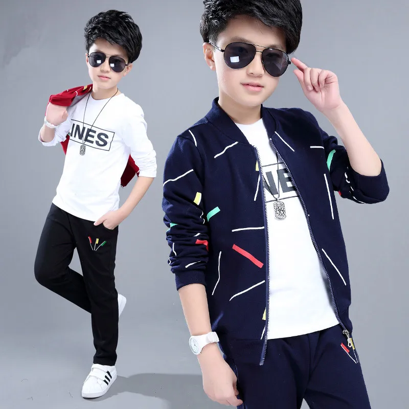 Boy spring set 2024 new Korean children\'s clothing boys sports sweater 3pcs sets