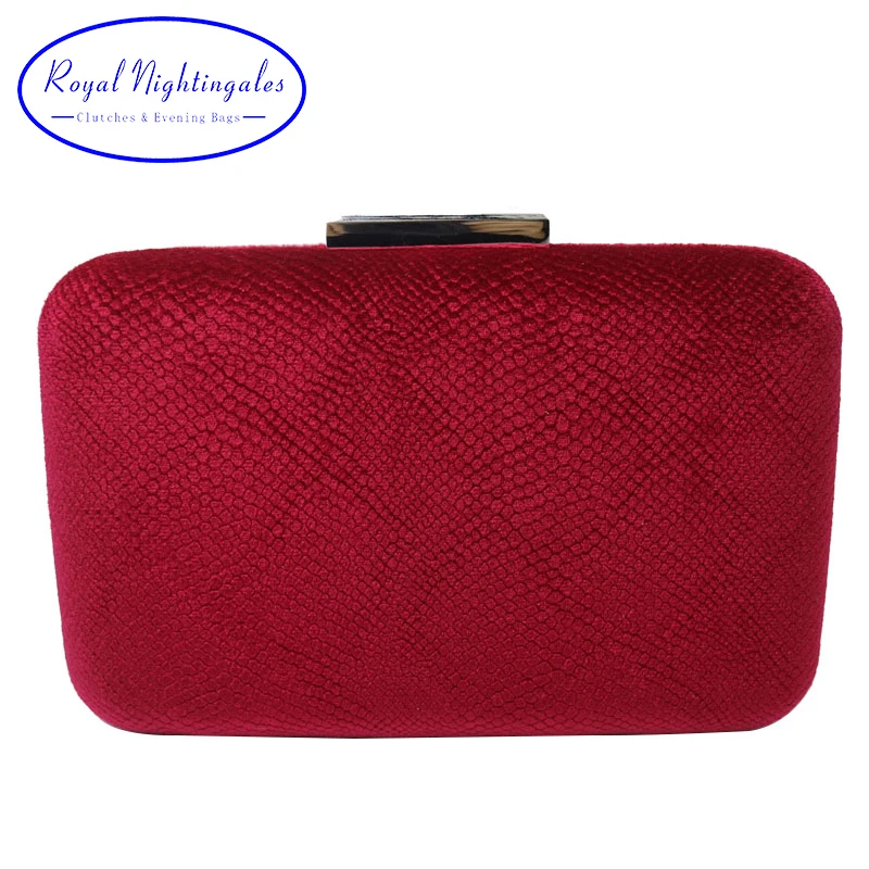 

Royal Nightingales Large Hard Box Red Velvet Evening Clutch and Evening Bags