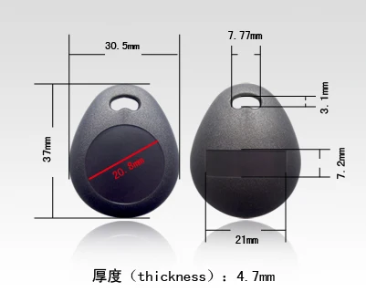 RFID ID การ์ด Keytag 125Khz Key Tag Keyfob Token Key Fobs Chain