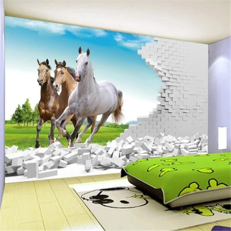 Custom wallpaper papier peint 3D horse stereo background wall papers home decor living room bedroom wallpaper 3d papel de parede