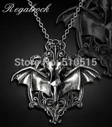 Gothic Bird Skull Necklace Crow Wing Funeral Raven Pendant Victoria Charm Goth Jewelry