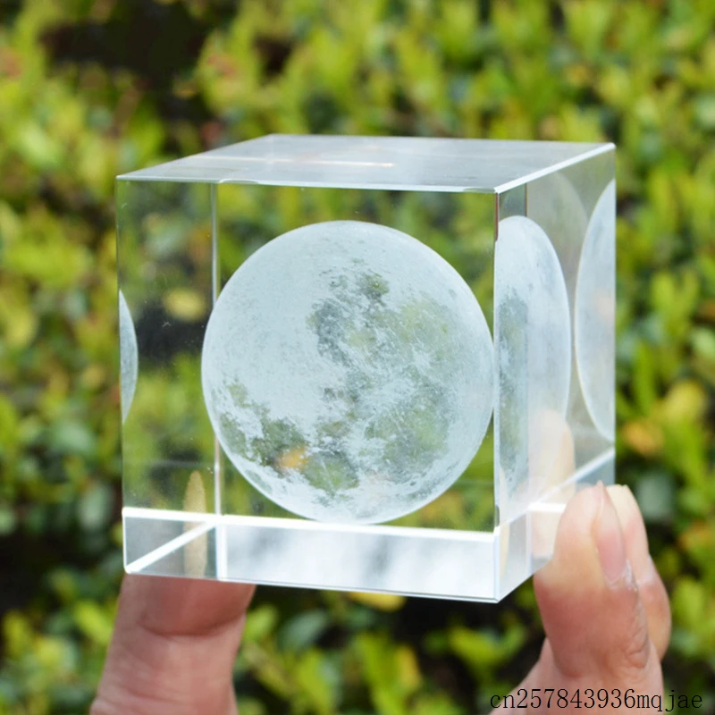 10 Pcs 3D Moon Crystal Cube Ornaments Glass Miniatures Home Decoration Home Decoration Birthday Gifts Astronomical Craft