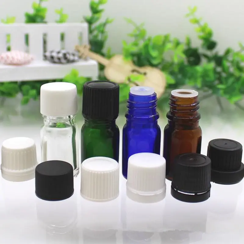 

5ml Amber Essential Oil Glass Bottle Vials with Orifice Reducer and tamper evident cap